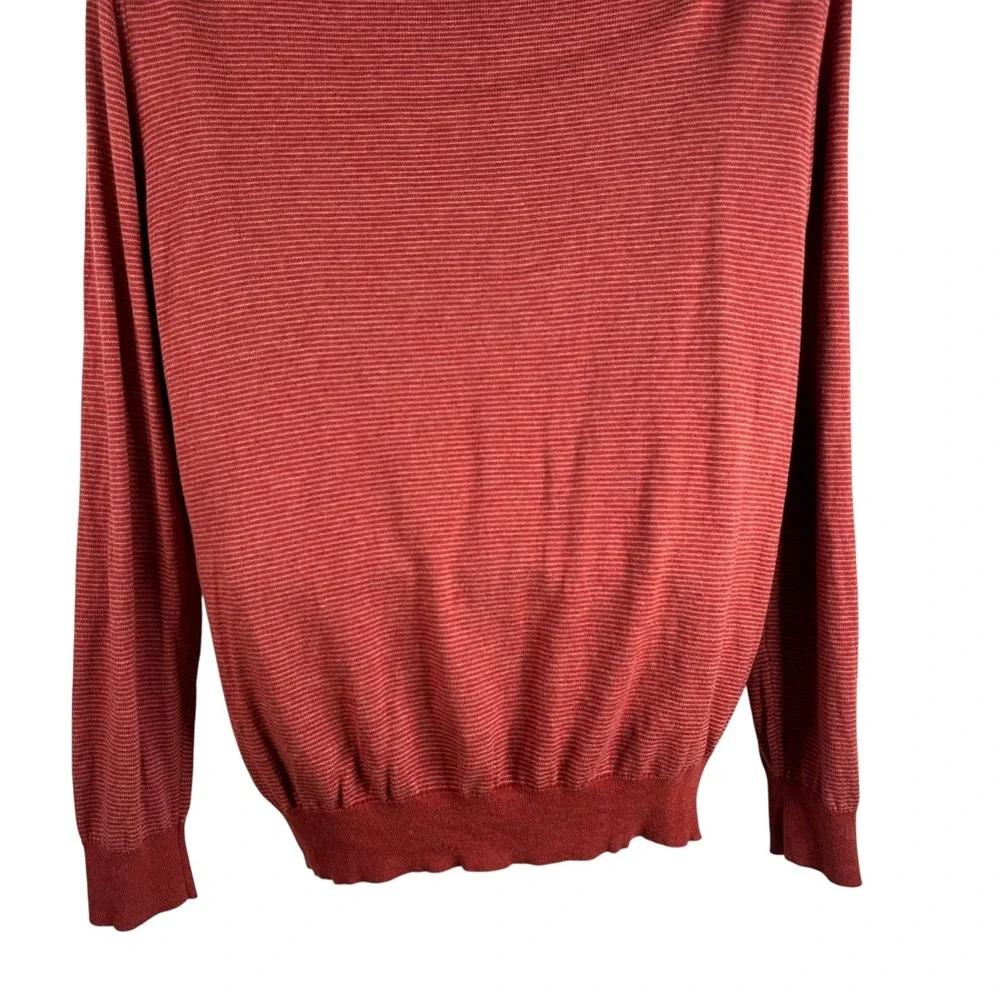 Vineyard Vines Thaxter Stripe‎ Quarter-Zip Sweater Rust Red Size Large Mock Neck